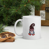Mug, White glossy mug with gnome design, Christmas gnome