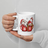 Mug Cute Santa mug, ceramic white glossy mug with red Santa design