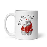 MUG, Let's Snuggle bear mug, White glossy mug, Christmas,  Holiday mug, cheery mug gift idea for morning coffee or hot chocolate , mugs.