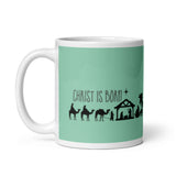 MUG, Nativity scene, turquoise, Christ is Born, Christmas mug, gift, White glossy mug, Nativity mugs, Birth of Jesus mug Nativity scene, turquoise, Christ is Born, Christmas mug, gift, White glossy mug.