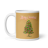 MUG, Merry Christmas with tree, beige Christmas mug, gift cup, White glossy mug, cup, Christmas mug, gift, White glossy mug copy