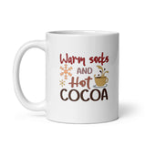 MUG, Warm socks Hot cocoa, Christmas mug, gift cup, White glossy mug, cup, Christmas mug, gift, White glossy mug