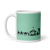 MUG, Nativity Scene mug2, turquoise, White glossy mug, Christmas scene mug, Christmas mug giftgift