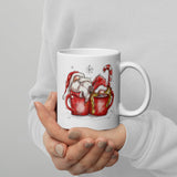 Mug Cute Santa mug, ceramic white glossy mug with red Santa design