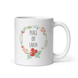 MUG, Peace on Earth, White glossy mug, Christmas,  Holiday mug, cheery mug gift idea for morning coffee or hot chocolate , mugs.