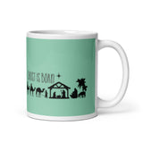 MUG, Nativity scene, turquoise, Christ is Born, Christmas mug, gift, White glossy mug, Nativity mugs, Birth of Jesus mug Nativity scene, turquoise, Christ is Born, Christmas mug, gift, White glossy mug.
