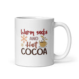MUG, Warm socks Hot cocoa, Christmas mug, gift cup, White glossy mug, cup, Christmas mug, gift, White glossy mug