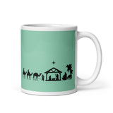 MUG, Nativity Scene mug2, turquoise, White glossy mug, Christmas scene mug, Christmas mug giftgift