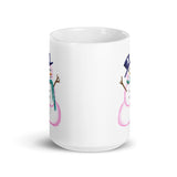 MUG, Snowman, cute snowman design White glossy mug, Holiday mug for morning coffee or hot chocolate, secret Santa gift idea