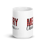 MUG, buffalo plaid, MERRY CHRISTMAS White glossy mug/Christmas/Holiday mug, cheery mug gift idea for morning coffee or hot chocolate , mugs