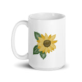 Mug White glossy mug, sunflower design art, 2 sizes available