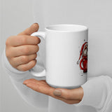Mug Cute Santa mug, ceramic white glossy mug with red Santa design