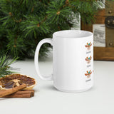 Mug Cute Santa's Reindeer design White glossy mug, cheery mug for morning coffee or hot chocolate
