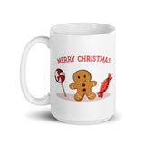 MUG, Merry Christmas, gingerbreadman candy, White glossy mug, Christmas,  Holiday  cheery mug gift idea for morning coffee or hot chocolate