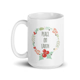 MUG, Peace on Earth, White glossy mug, Christmas,  Holiday mug, cheery mug gift idea for morning coffee or hot chocolate , mugs.