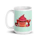 MUG, Joy cupcake, white glossy mug, family gift, Christmas gift idea, for coffee lovers and hot chocolate