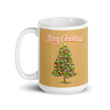 MUG, Merry Christmas with tree, beige Christmas mug, gift cup, White glossy mug, cup, Christmas mug, gift, White glossy mug copy