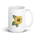 Mug White glossy mug, sunflower design art, 2 sizes available