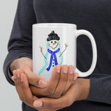Mug Cute SNOWMAN design White glossy mug, cheery mug for morning coffee or hot chocolate