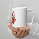 Mug Cute Santa mug, ceramic white glossy mug with red Santa design