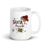 MUG, Santa's favorite HO, White glossy mug, Christmas, funny Holiday joke mug for morning coffee or hot chocolate