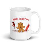 MUG, Merry Christmas, gingerbreadman candy, White glossy mug, Christmas,  Holiday  cheery mug gift idea for morning coffee or hot chocolate