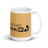 MUG, Nativity scene, beige, Christ is Born, Christmas mug, gift, White glossy mug, Nativity mugs, Birth of Jesus mug Nativity scene, Christ is Born, Christmas mug, gift, White glossy mug