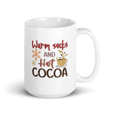 MUG, Warm socks Hot cocoa, Christmas mug, gift cup, White glossy mug, cup, Christmas mug, gift, White glossy mug
