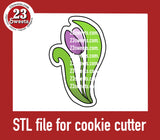 COOKIE CUTTER STL file, “PURPLE TULIP ” STL Cookie cutter file, instant download