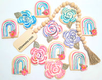 Rainbow and florals BIRTHDAY COOKIES  royal icing DECORATED -COOKIES 1 dozen,  cookies