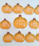 Pumpkin with  tiny bee Custom cookie order , 1 dozen custom cookies