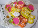 ENGAGEMENT, SHOWER, Bridal/ wedding COOKIES  vibrant bold colours royal icing DECORATED -COOKIES