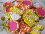 ENGAGEMENT, SHOWER, Bridal/ wedding COOKIES  vibrant bold colours royal icing DECORATED -COOKIES