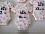 Gender reveal cookies, 1 dozen Baby shower, baby shower COOKIES  FREE SHIPPING royal icing DECORATED -COOKIES