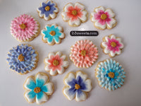 FLORAL COOKIES decorated royal iced COOKIES 1 dozen cookies