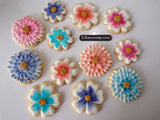 FLORAL COOKIES decorated royal iced COOKIES 1 dozen cookies