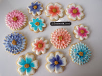 FLORAL COOKIES decorated royal iced COOKIES 1 dozen cookies