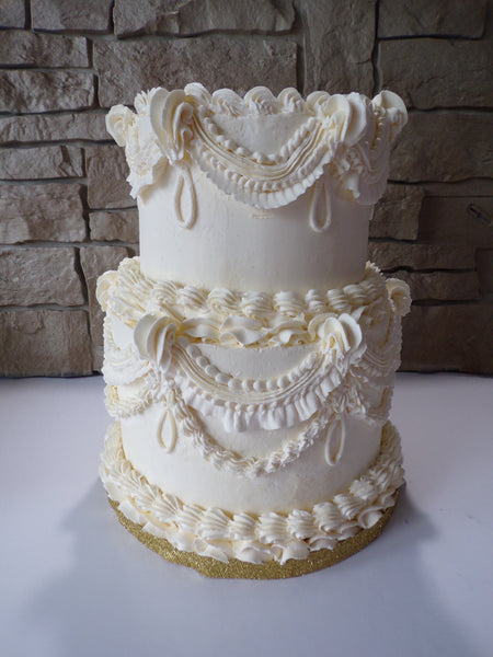 WEDDING CAKE, 2 tier ornate Retro Vintage  Lambeth style wedding cake,