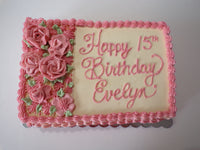 CUSTOM SLAB CAKE 9x13, slab cake, sheet cake with floral design, birthday message