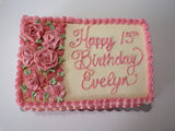 CUSTOM SLAB CAKE 9x13, slab cake, sheet cake with floral design, birthday message