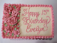 CUSTOM SLAB CAKE 9x13, slab cake, sheet cake with floral design, birthday message