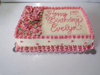 CUSTOM SLAB CAKE 9x13, slab cake, sheet cake with floral design, birthday message