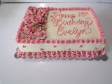 CUSTOM SLAB CAKE 9x13, slab cake, sheet cake with floral design, birthday message