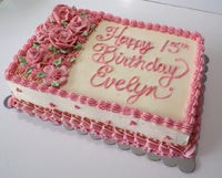 CUSTOM SLAB CAKE 9x13, slab cake, sheet cake with floral design, birthday message