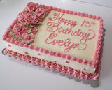 CUSTOM SLAB CAKE 9x13, slab cake, sheet cake with floral design, birthday message