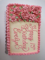 CUSTOM SLAB CAKE 9x13, slab cake, sheet cake with floral design, birthday message