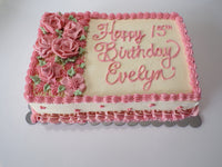 CUSTOM SLAB CAKE 9x13, slab cake, sheet cake with floral design, birthday message
