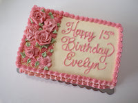 CUSTOM SLAB CAKE 9x13, slab cake, sheet cake with floral design, birthday message