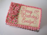 CUSTOM SLAB CAKE 9x13, slab cake, sheet cake with floral design, birthday message