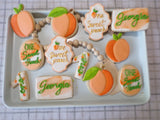 decorated sugar cookies, peach themed One Sweet Peach themed cookie set by 23sweets.com